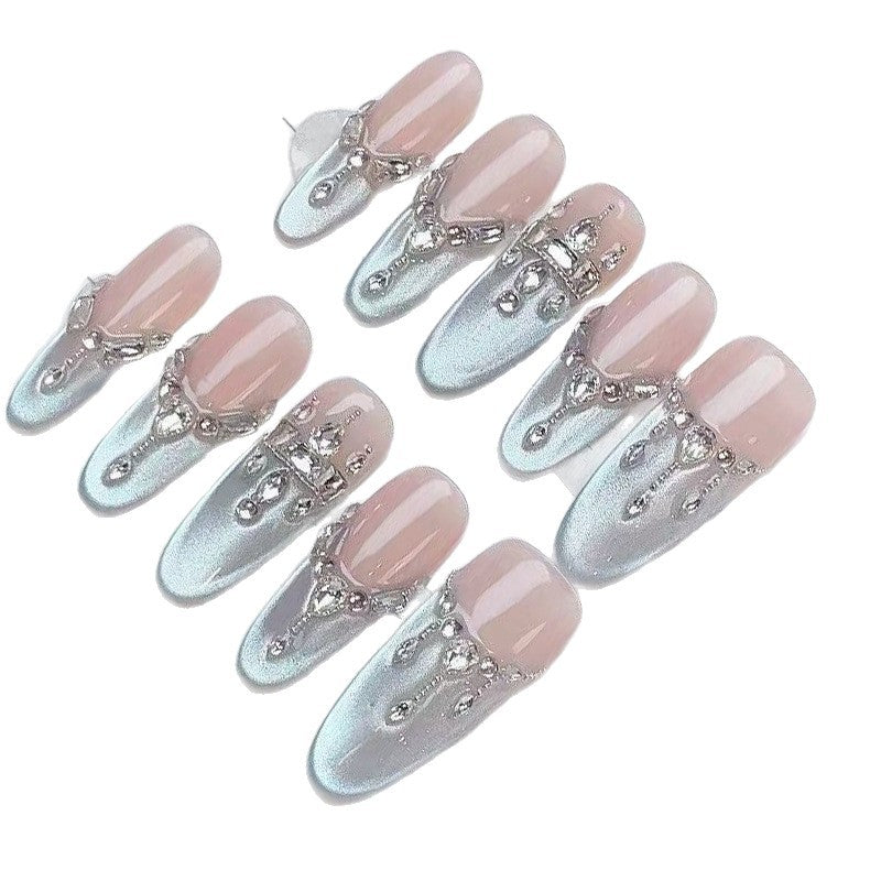 【 Star Dome Crown 】 Wearing blue tearful ice, light luxury style T-shaped nail polish, high-end nail art wearing nail polish
