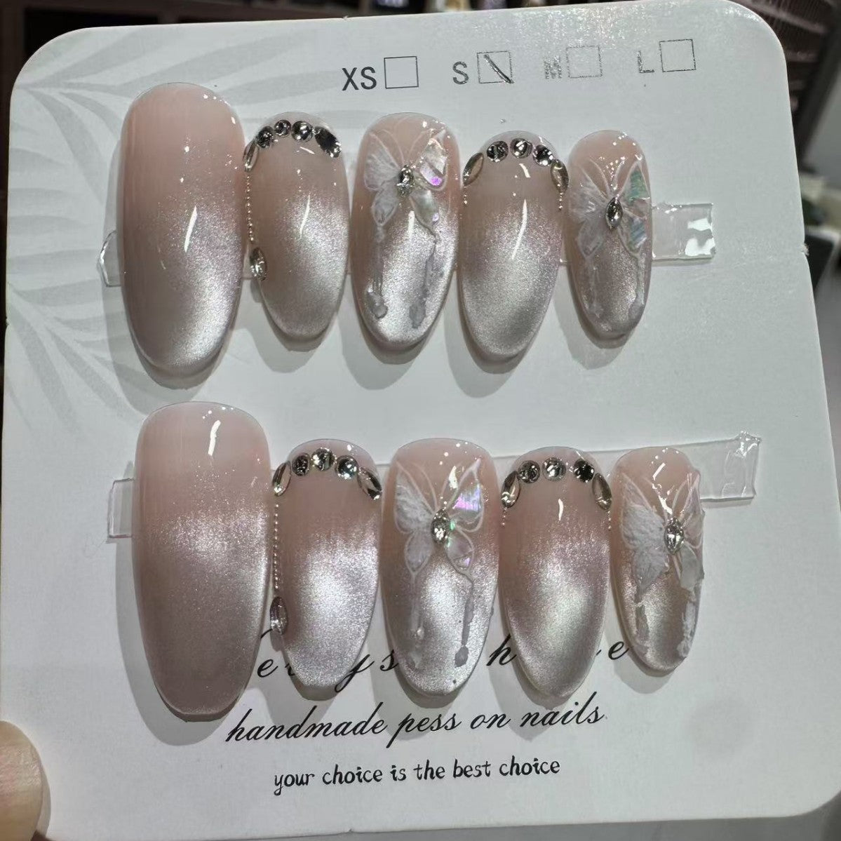 【 Butterfly King 】 Butterfly Flaring Cat's Eye High-end Handmade Wearable nail Patches Wholesale