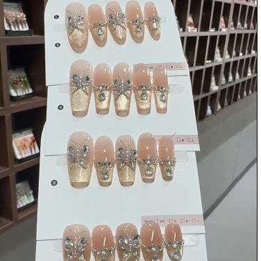 【 Sunlight Butterfly Shadow 】 Golden Nail Art Butterfly Three-dimensional Cat's Eye High-end Pure Handmade Wearable Nail Pieces Wholesale