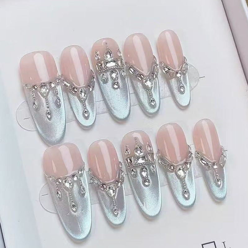 【 Star Dome Crown 】 Wearing blue tearful ice, light luxury style T-shaped nail polish, high-end nail art wearing nail polish